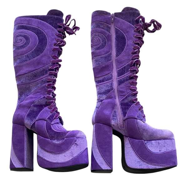 WONKA VISION LACE-UP PURPLE BOOTS sz 7  - DOLLS KILL X WILLY WONKA - Picture 1 of 13